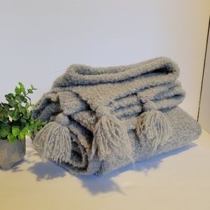 West Elm Gray Wool Blend Throw Blanket, 50"×60" Cozy Warm